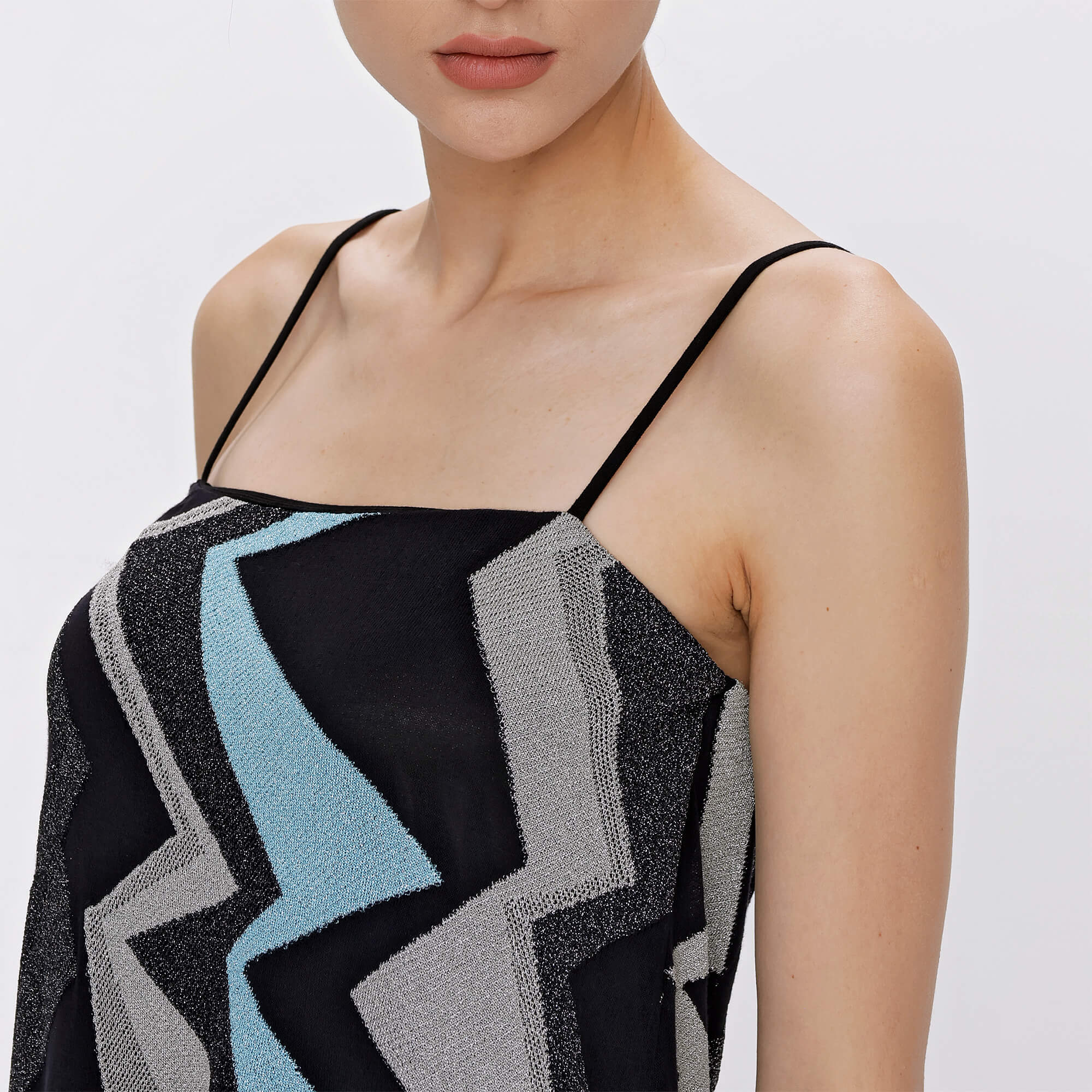 Missoni - Blue&Black  Metallised Fabric Sleeveless Dress